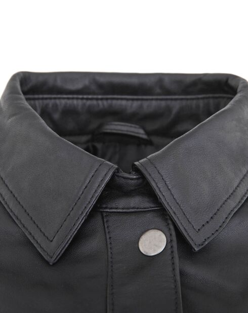 Veste en Cuir d'Agneau Christine noire