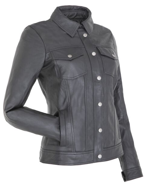 Veste en Cuir d'Agneau Christine noire