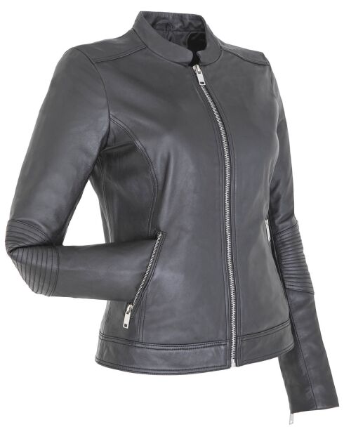 Veste en Cuir d'Agneau Clara noire