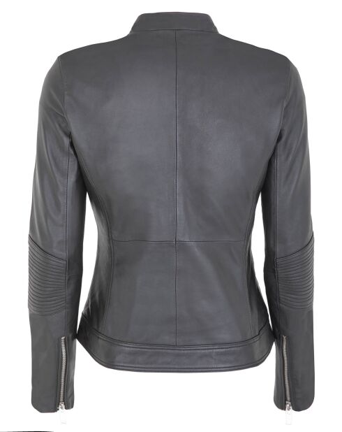 Veste en Cuir d'Agneau Clara noire