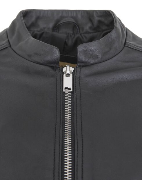 Veste en Cuir d'Agneau Clara noire