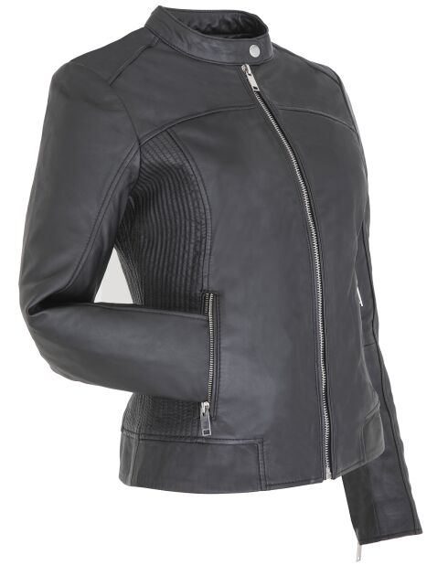 Veste en Cuir d'Agneau Cyrielle noire