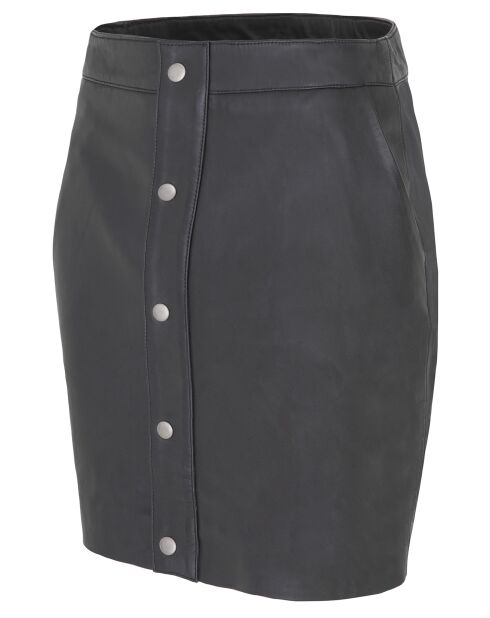 Jupe en Cuir d'Agneau Clemence noire