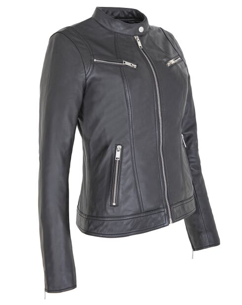 Veste en Cuir d'Agneau Cyra noire