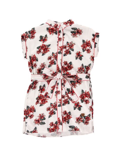 Robe Jojo fleurie blanc/rouge