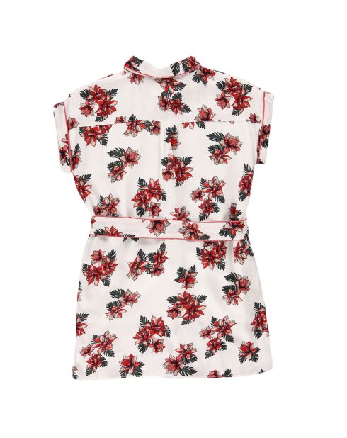 Robe Jojo fleurie blanc/rouge