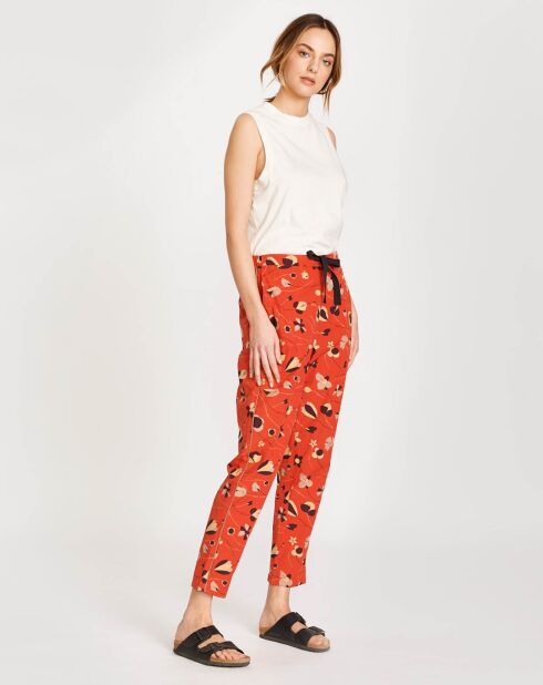 Pantalon ample Vael imprimé orange