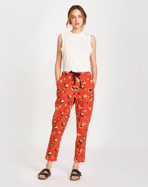 Pantalon ample Vael imprimé orange