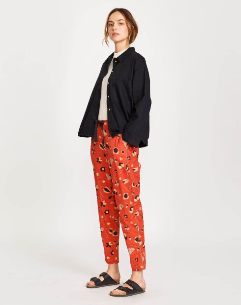 Pantalon ample Vael imprimé orange