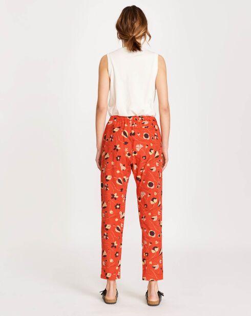 Pantalon ample Vael imprimé orange