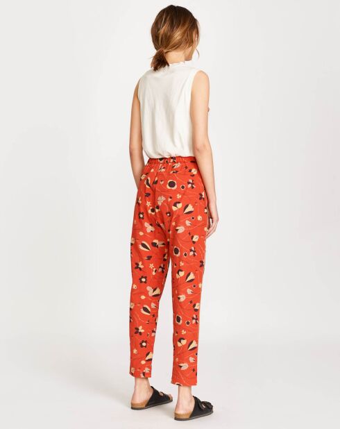 Pantalon ample Vael imprimé orange