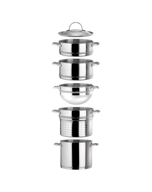 Set de cuisson vapeur induction inox - 6 pièces