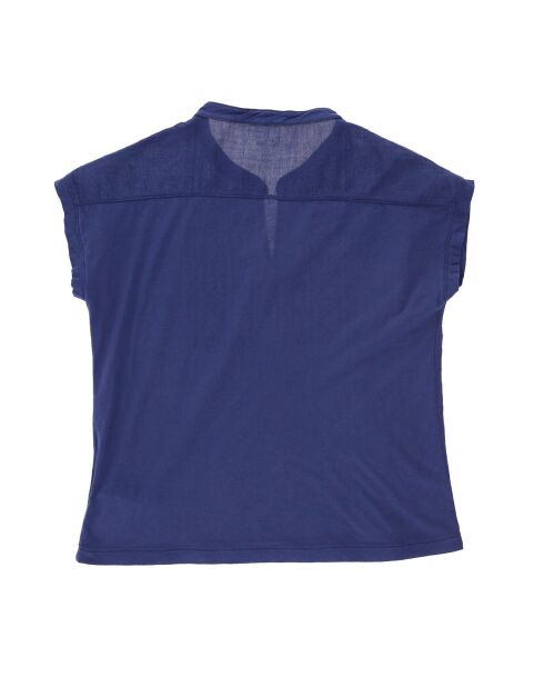 T-Shirt en Coton Turline plastron brodé bleu