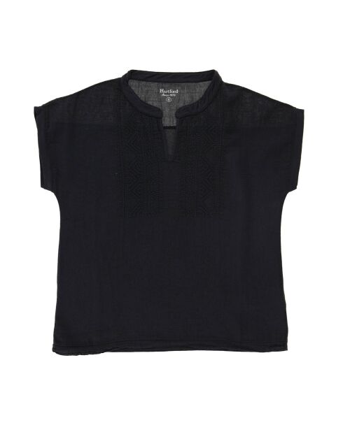 T-Shirt en Coton Turline plastron brodé noir