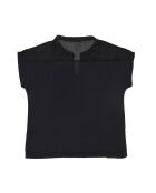 T-Shirt en Coton Turline plastron brodé noir