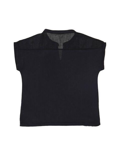 T-Shirt en Coton Turline plastron brodé noir