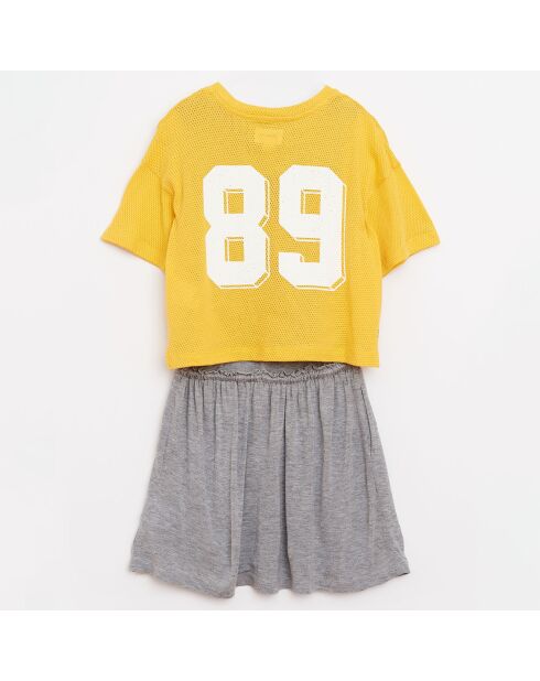 Robe Abal en Coton 2 en 1 gris/jaune