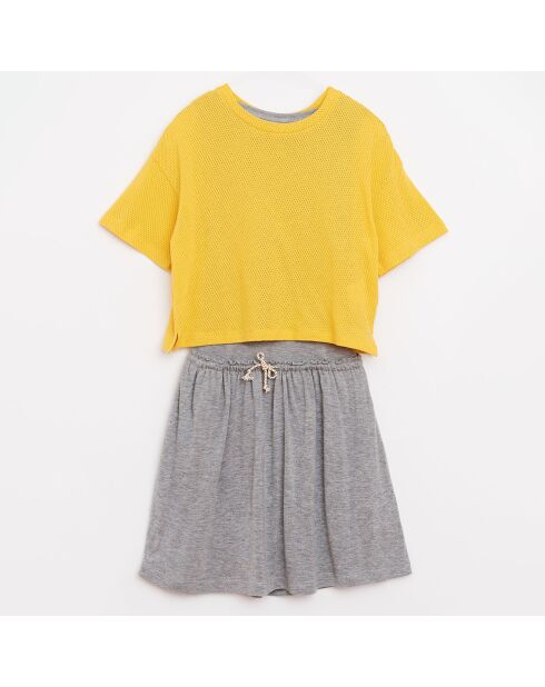 Robe Abal en Coton 2 en 1 gris/jaune