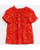 Blouse Acer imprimée étoiles rouge orangé