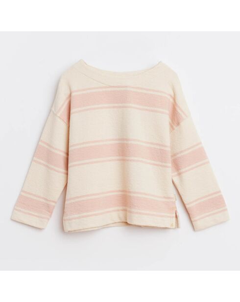 Sweat Mazza en Coton rayé beige/rose