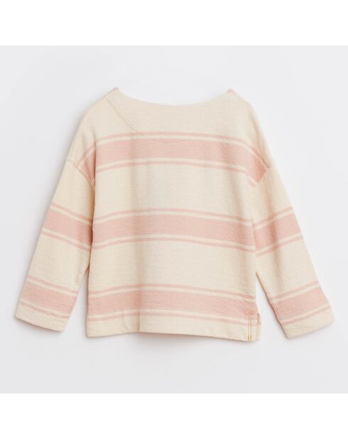 Sweat Mazza en Coton rayé beige/rose