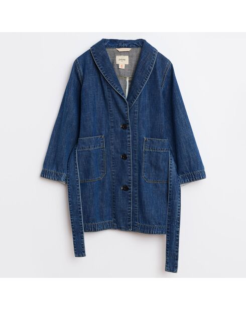 Manteau Pogo à nouer en Toile denim bleu