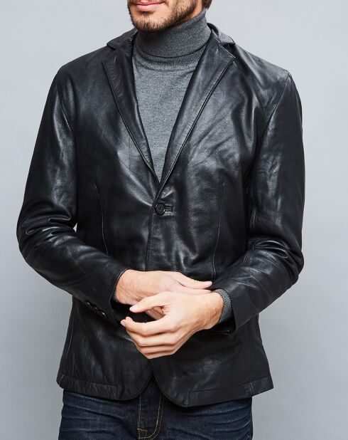 Alain zwarte leren jas
