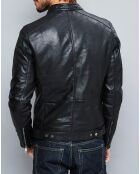 Veste en Cuir Alban noire