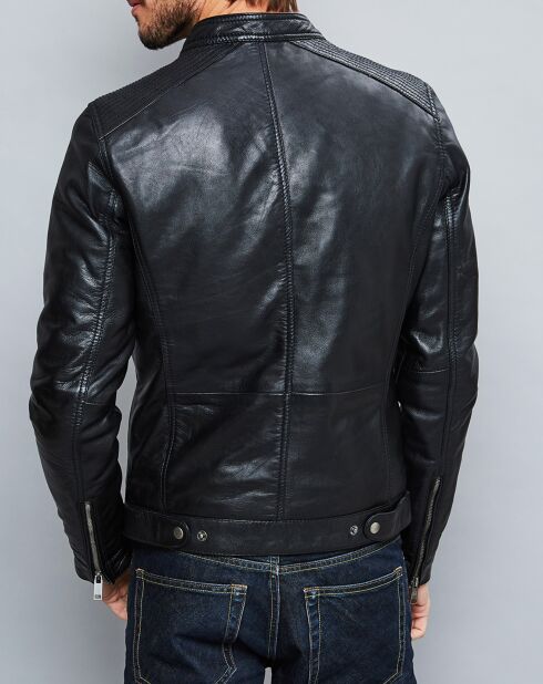 Veste en Cuir Alban noire