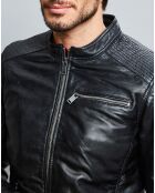 Veste en Cuir Alban noire