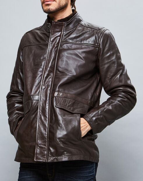 Parka en Cuir Aron marron