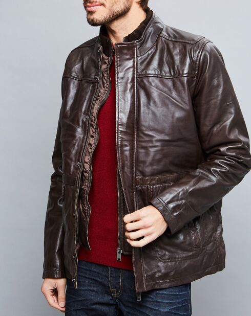Parka en Cuir Aron marron