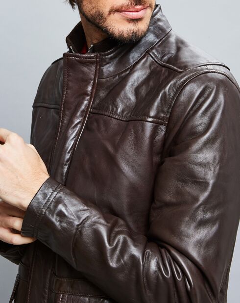 Parka en Cuir Aron marron