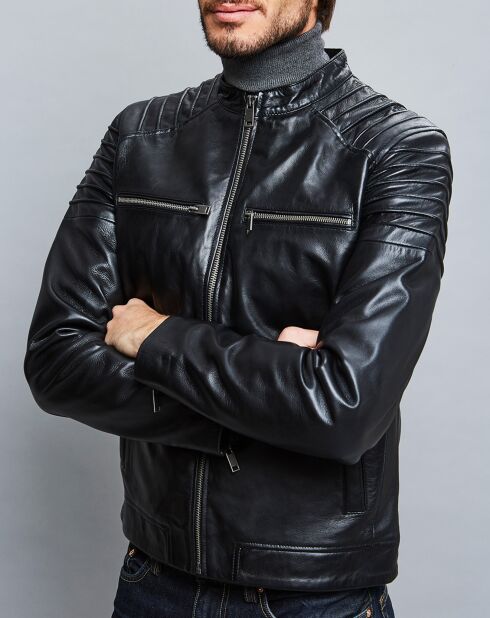 Veste en Cuir de Chèvre Baptiste noire