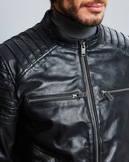 Veste en Cuir de Chèvre Baptiste noire