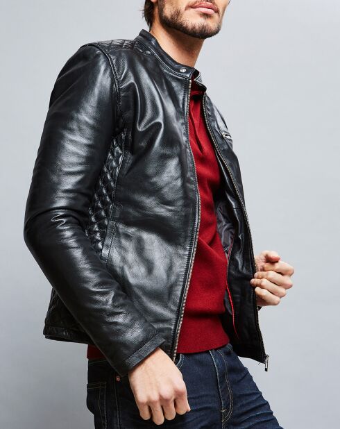 Veste en Cuir Ben noire