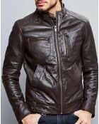 Veste en Cuir Jacky marron