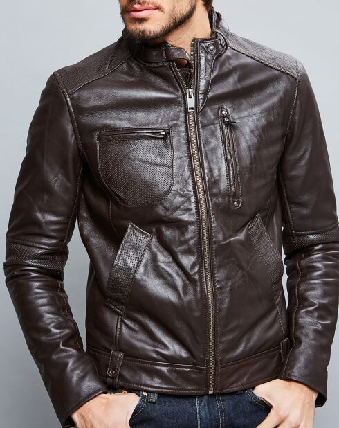Veste en Cuir Jacky marron