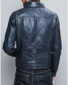 Veste en Cuir Karlton bleu marine
