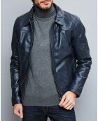 Veste en Cuir Karlton bleu marine