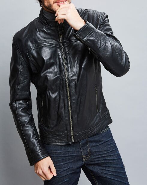 Veste en Cuir Raphael noire