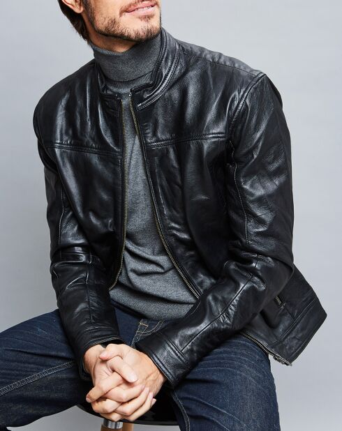 Veste en Cuir Raphael noire