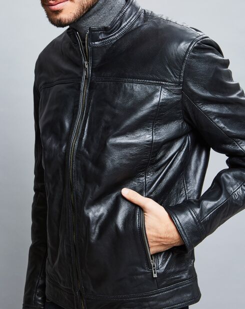 Veste en Cuir Raphael noire