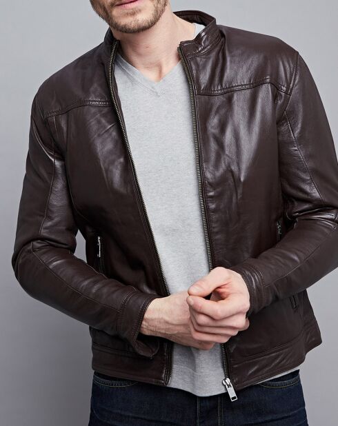 Veste en Cuir Raphaël marron