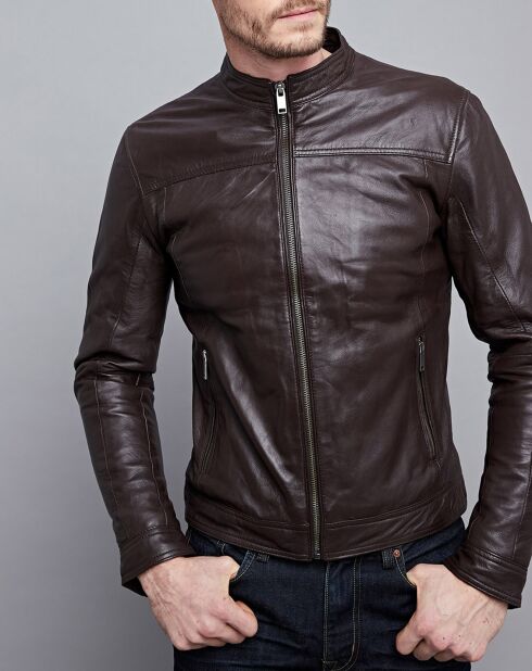 Veste en Cuir Raphaël marron