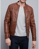 Veste en Cuir Raphaël cognac