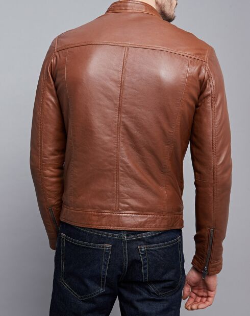 Veste en Cuir Raphaël cognac