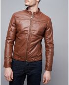 Veste en Cuir Raphaël cognac