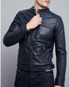 Veste en Cuir Timoty bleu marine