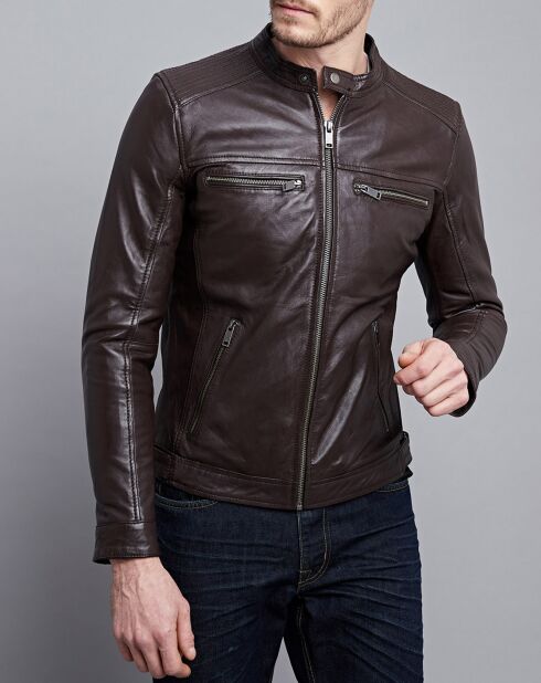 Veste en Cuir Timoty marron